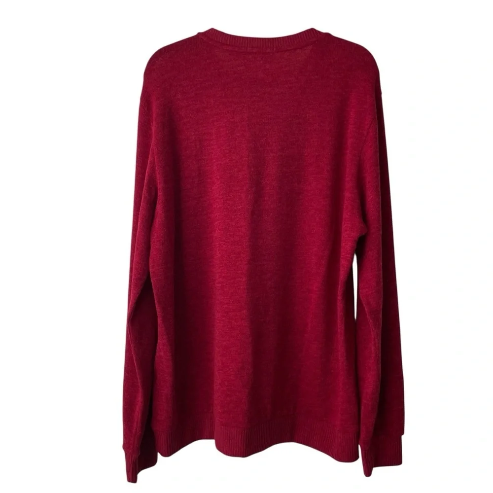 Men’s Red V-Neck Sweater Size XL Transitional Outdoor Casual Cozy Preppy Y2K‎